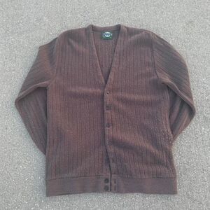 Janzen Vintage 90s Brown Ribbed Knit Cardigan